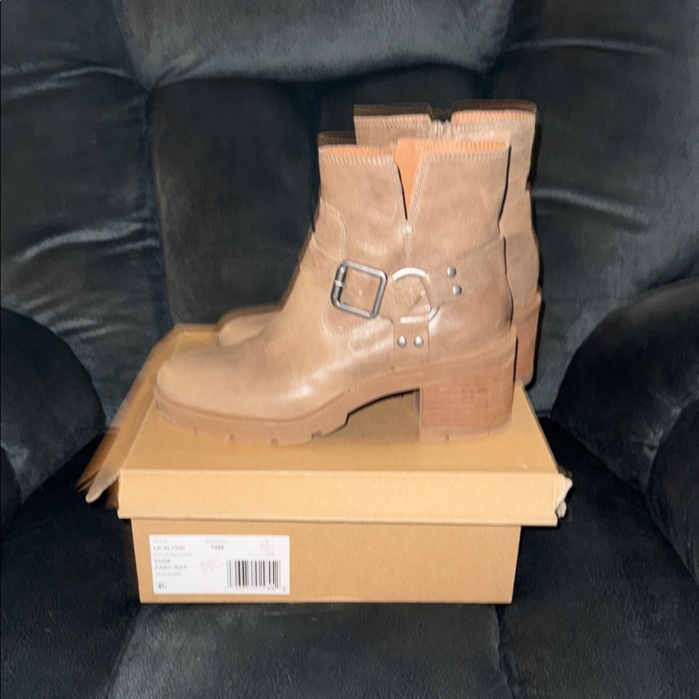 Lucky Brand Tan Heeled Boots with Buckle